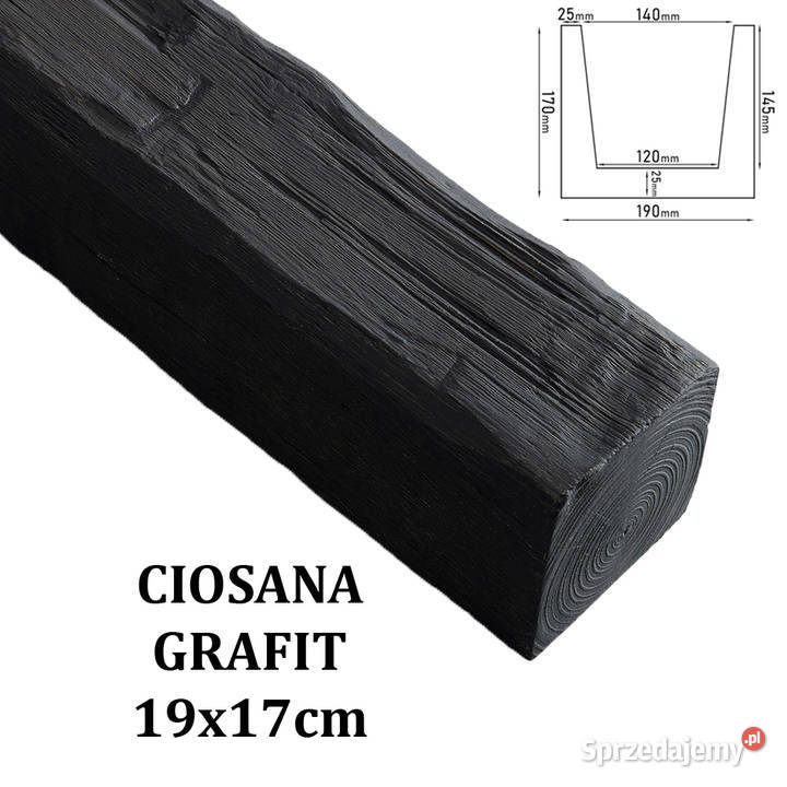 Belka Rustykalna Ciosana 19x17 GRAFIT Gdów