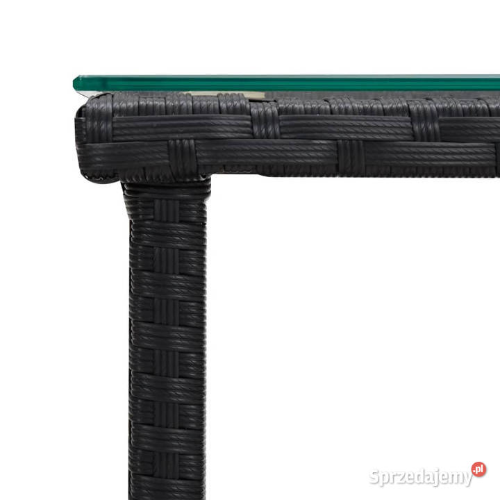 Stolik boczny czarny 45x45x45 rattan PE i szkło Warszawa sprzedam