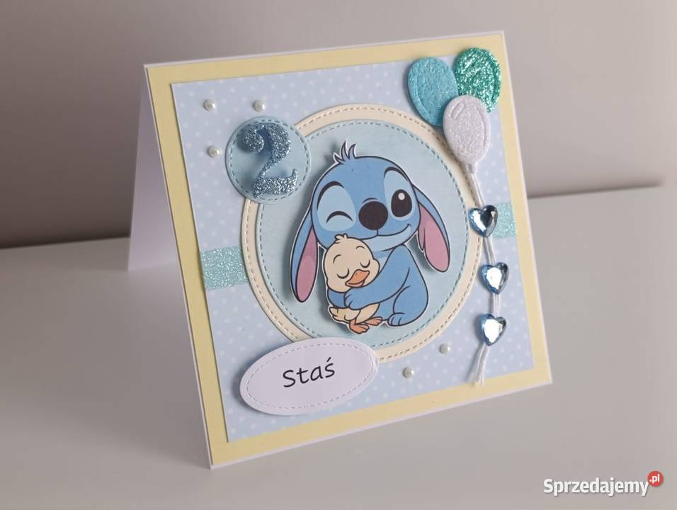 Kartka na urodziny roczek Stitch z Łódź