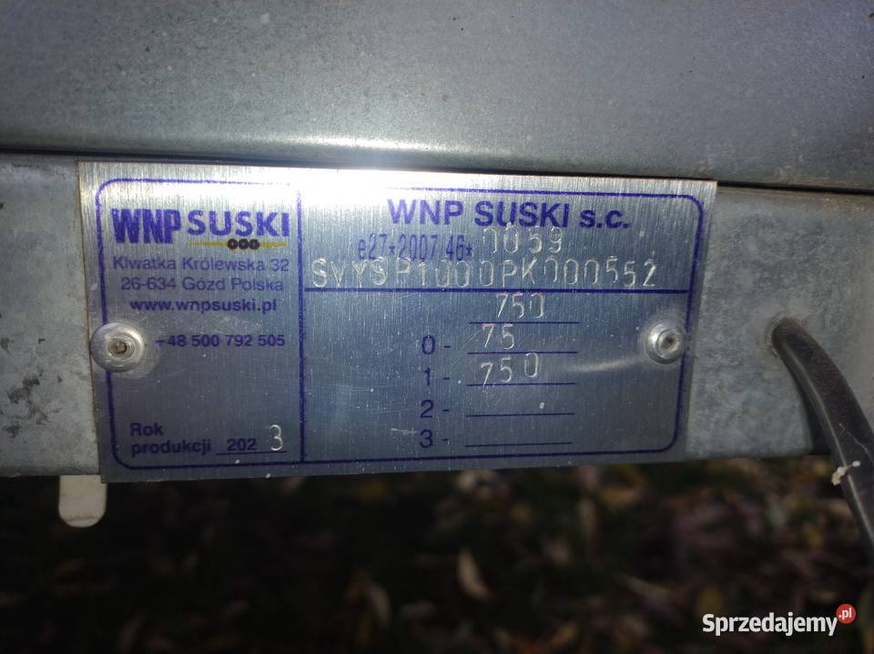 Przyczepka WNP Suski 225x125x100 sprzedam