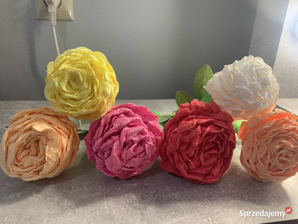 Bukiet kwiatów sztucznych z bibuły wazon origami Jasło