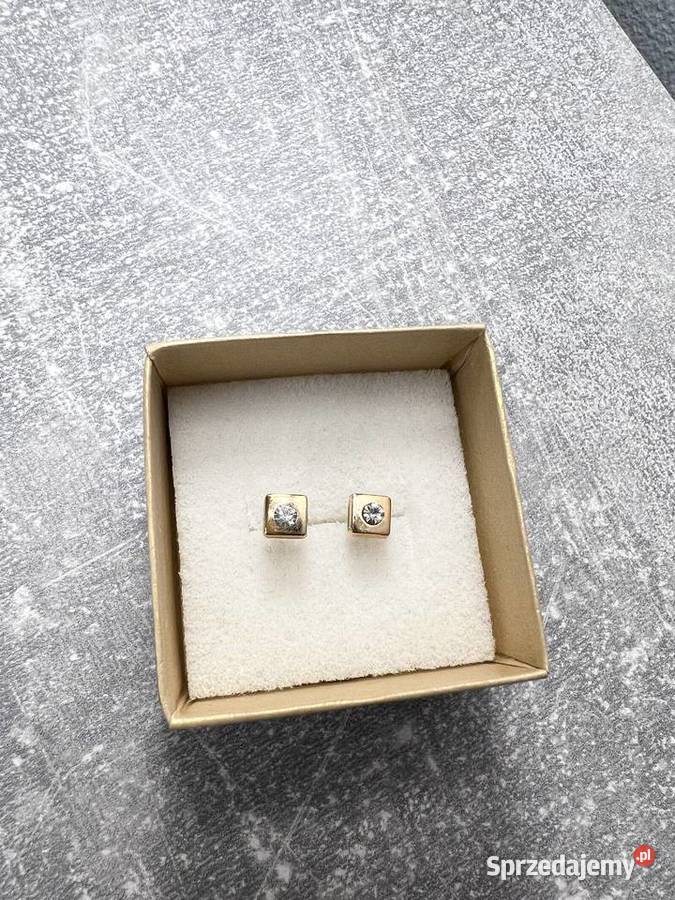 Kolczyki złote z diamentem kwadratowe podkarpackie Jasło