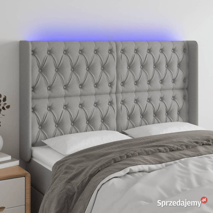 Zagłówek do łóżka z LED jasnoszary 147x16x118128 Warszawa