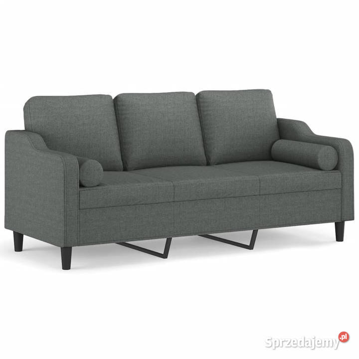 3osobowa sofa z poduszkami ciemnoszara 180