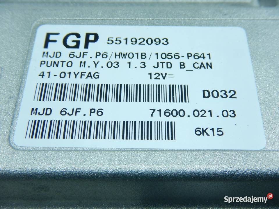 KOMPUTER STEROWNIK FIAT PUNTO II FL 0310 13 JTD