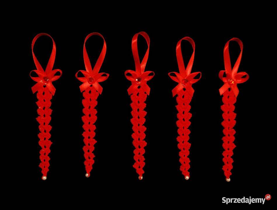 Zawieszka ozdoba szydełkowa choinkę Sopelek Kluczbork