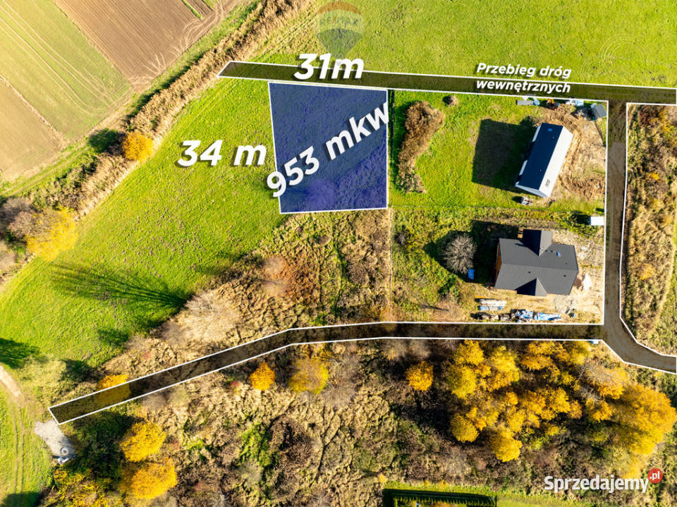 Budowlana działka w Siedlcu Krzeszowice 953mkw Nieruchomości Siedlec sprzedam