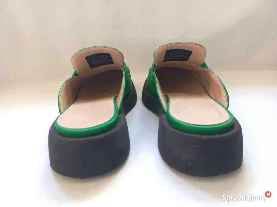 Klapki zielone Mule damskie r 37538 SKÓRA Białystok