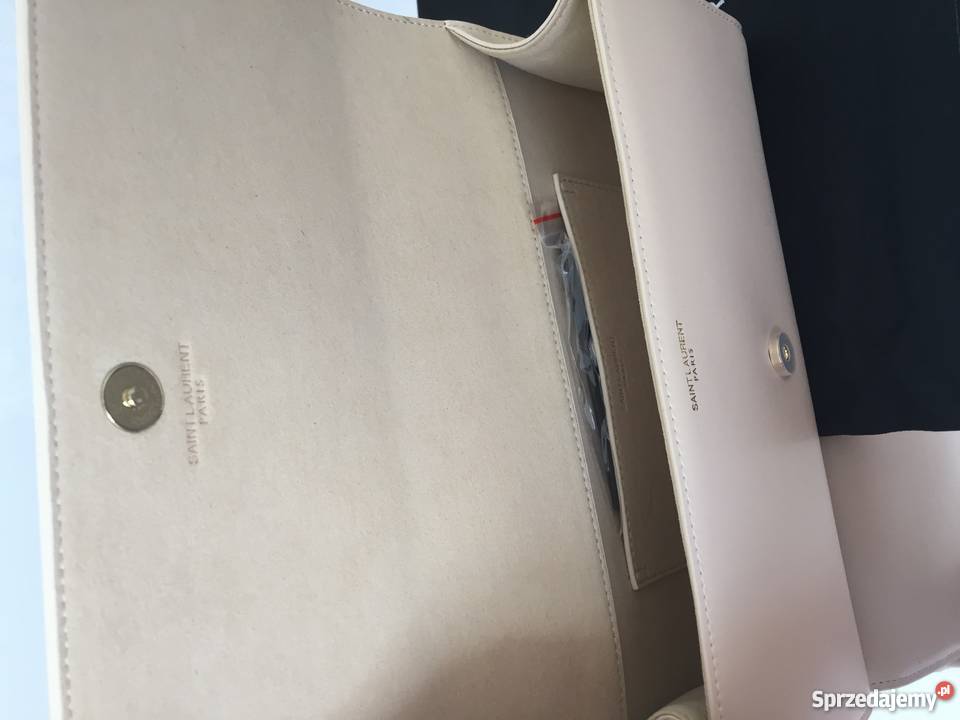 Ysl bezowa kopertówka nude ze złotym logo metki Gdynia sprzedam