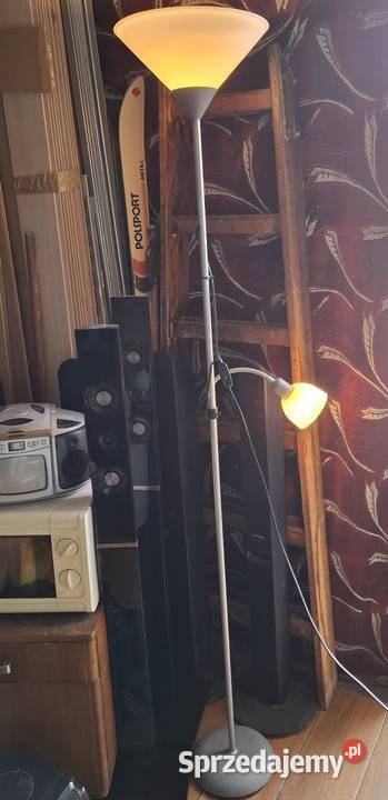 Lampa stojąca srebrna z białymi kloszami Lampy podłogowe sprzedam