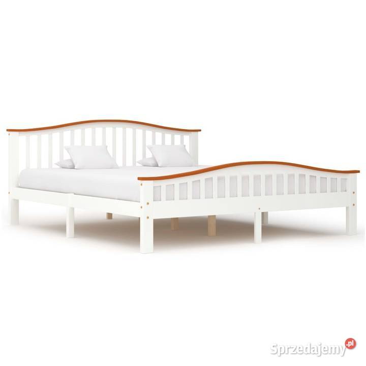 vidaXL Rama łóżka, biel i kolor dębu, lite drewno  283345