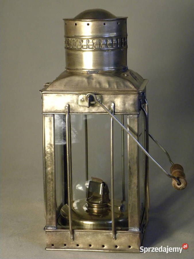 Duża mosiężna lampa latarnia naftowa