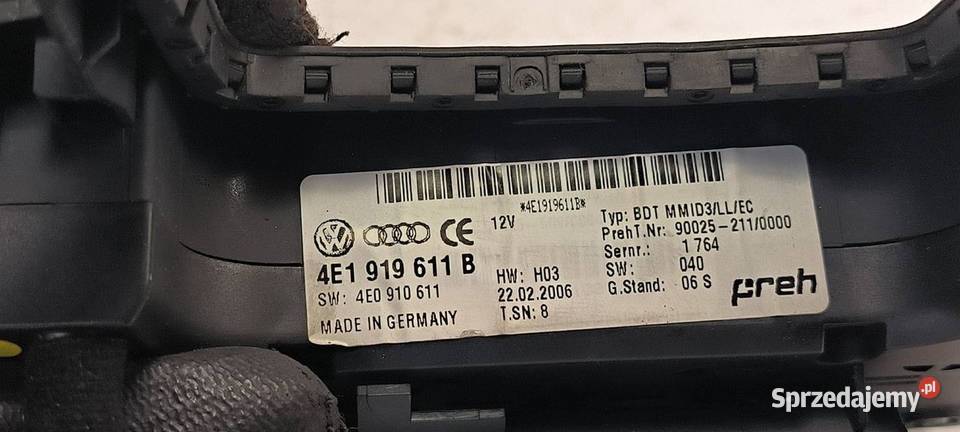 PANEL MMI AUDI A8 D3 W12 4E1919611B Pozostałe Lipno