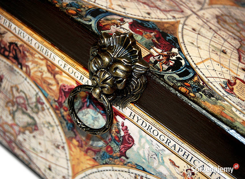 KUFEREK drewniane pudełko STARA MAPA duża Pozostałe Bydgoszcz