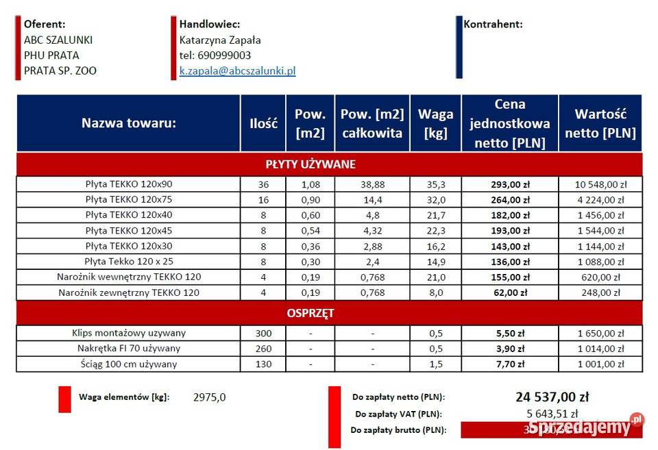 NOWE CENY zestaw szalunków ściennych Łódź sprzedam