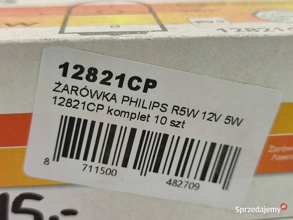 ŻARÓWKA KOMPLET 10 PHILIPS R5W 12V 5W BA15s osobowe