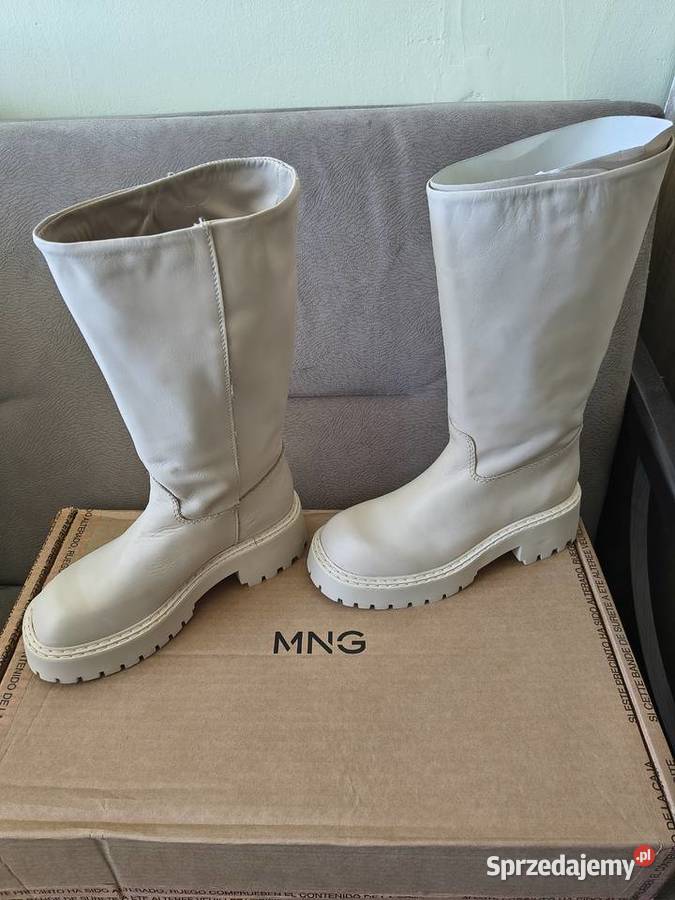 Skórzane kozaki Mango Kozaki Obuwie Tczew