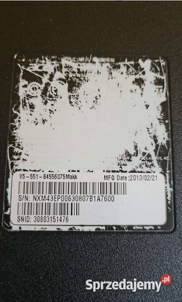 Syndyk sprzeda laptop Acer Aspire V5