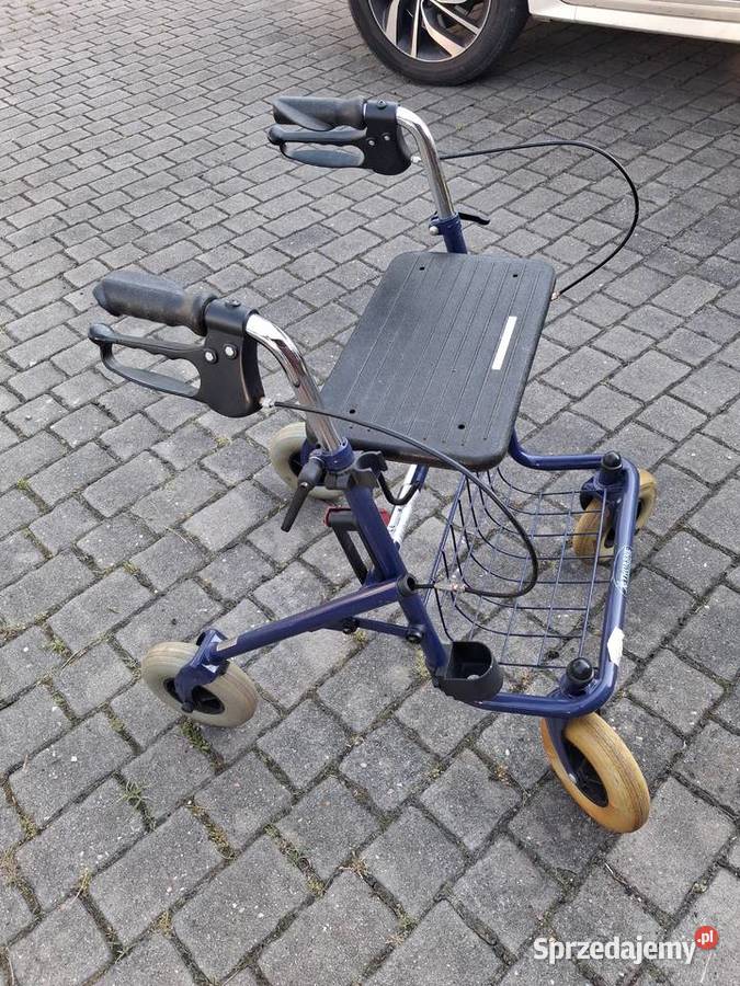 Chodzik balkonik składany siedzisko 4 kółka Sprzęt rehabilitacyjny i ortopedyczny Woźniki
