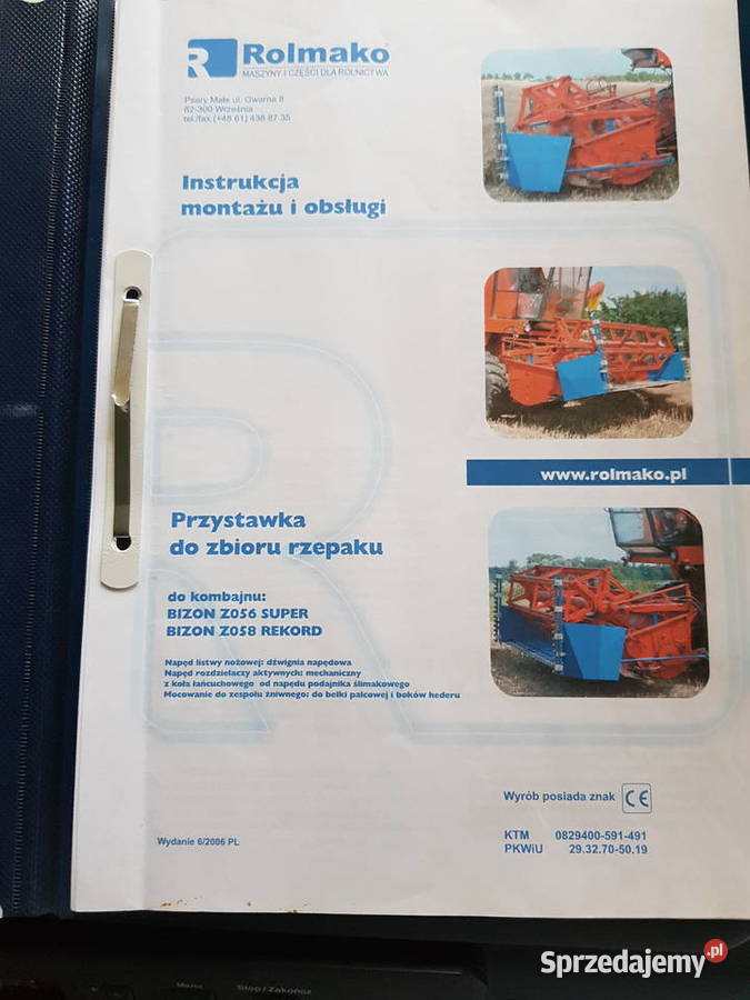 Rolmako stół do rzepaku do bizona z dwoma kosami Czołowo