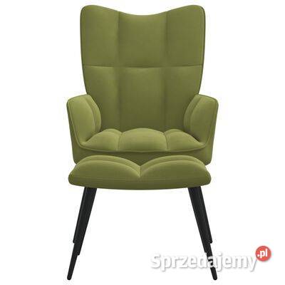 vidaXL Fotel z podnóżkiem jasnozielony obity