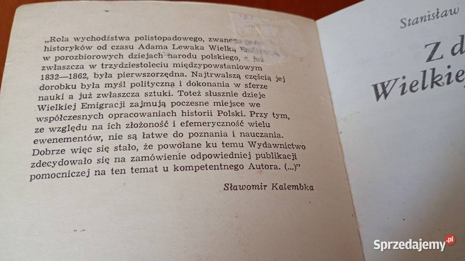 Z dziejów Wielkiej Emigracji Stanisław tradycyjny podręcznik Gdańsk sprzedam