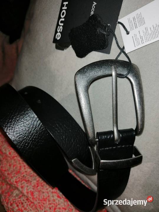 Nowy z metką Czarny SKÓRZANY pasek SKÓRA wielkopolskie