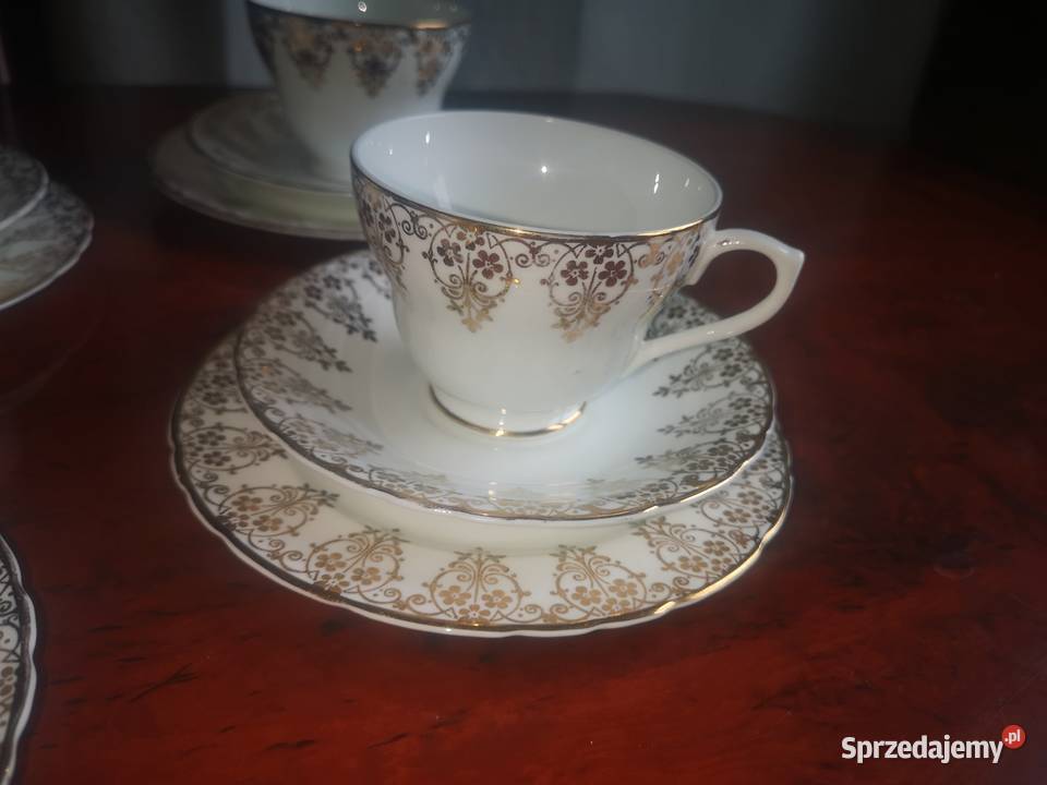 Filiżanka z talerzykiem deserowym złotem Gdańsk