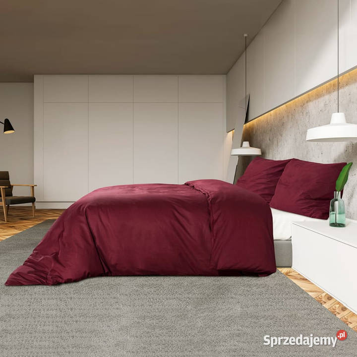 Zestaw pościeli bordowy 200x220 lekka mikrofibra