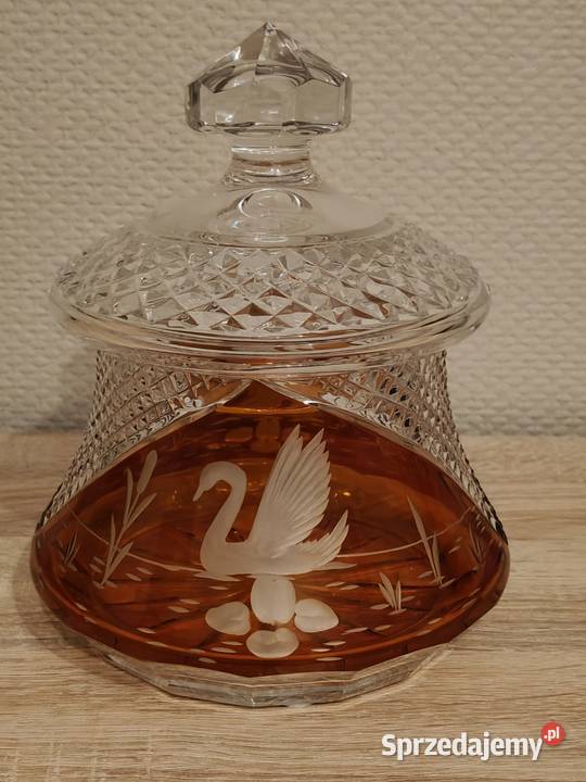 Śliczna duża bombonierka kryształowa Antyki śląskie