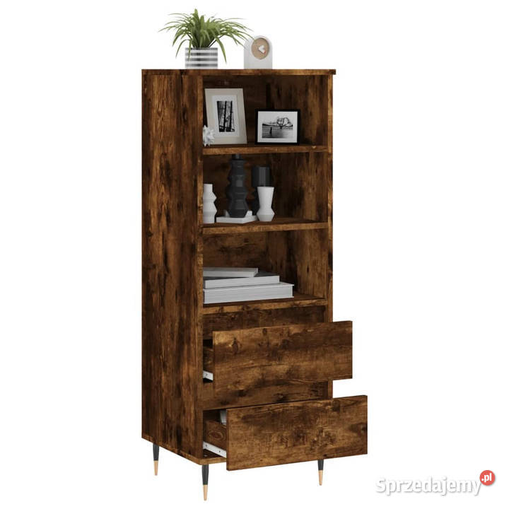 Wysoka szafka przydymiony dąb 40x36x110 WM831505 Pozostałe