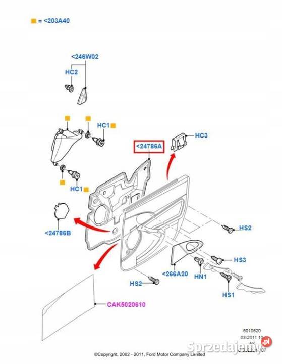 WYGŁUSZENIE DRZWI LEWY TYŁ FORD FOCUS 9805 osobowe lubelskie