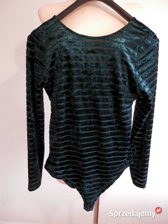 Bluzka Body Aksamitna Ciemnozielona Szmaragdowa Bluzki i koszule Łomża