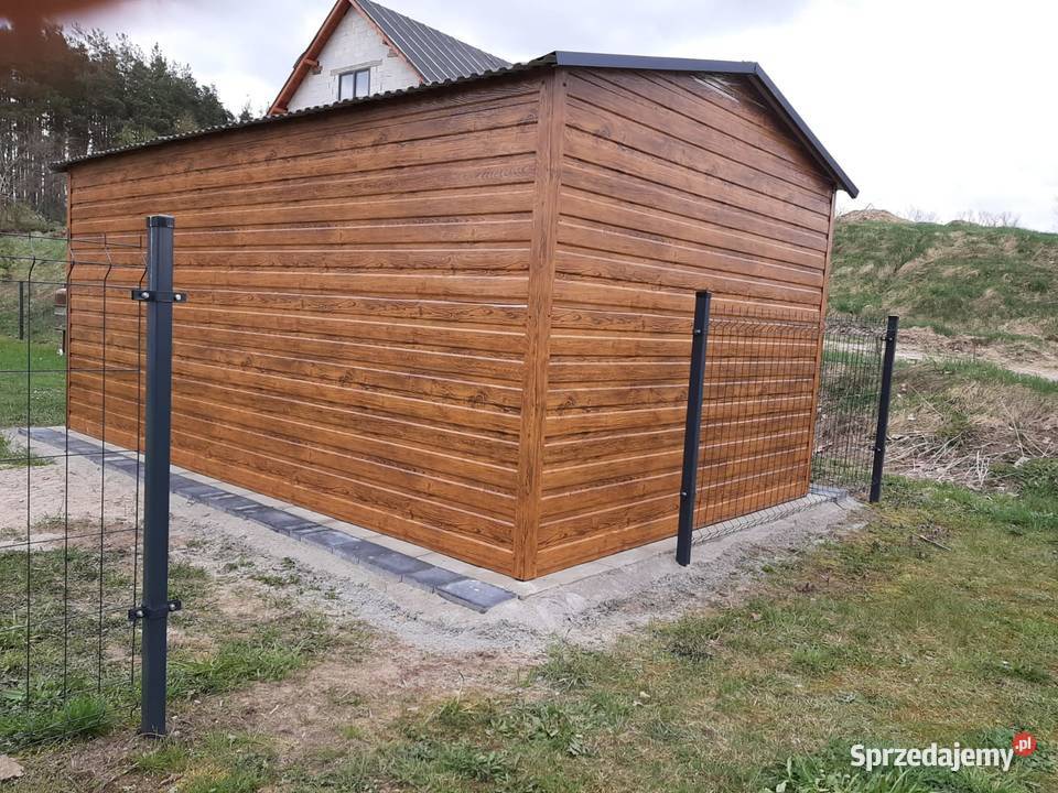 Tani Garaż Blaszany Drewnopodobny Złoty Dąb Police