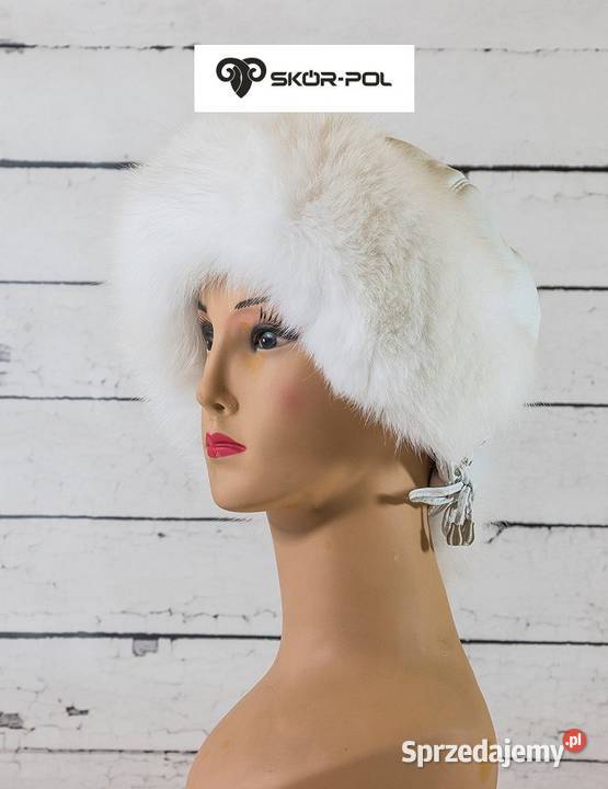 Czapka toczek damska lis biały polarny małopolskie Szaflary
