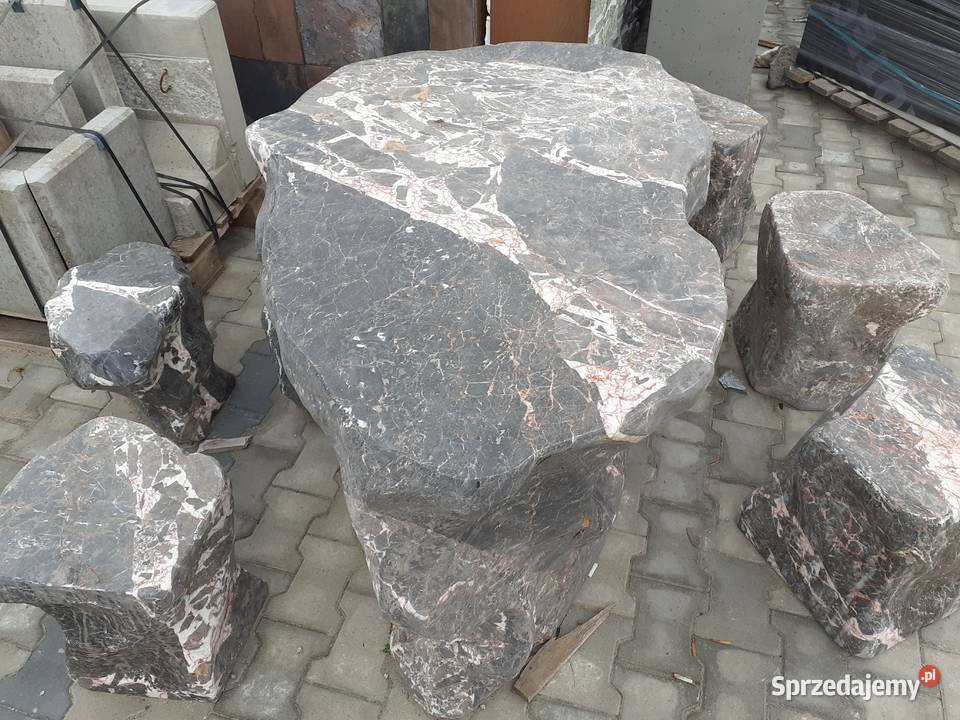 Stół i Krzesła z Naturalnego Kamienia Monolit Stoły i stoliki ogrodowe mazowieckie Wielogóra