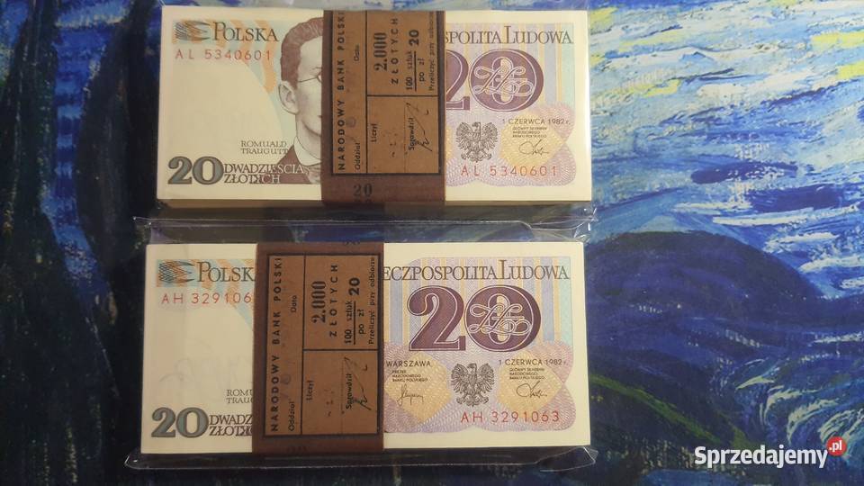 PACZKI 100 x 20 złotych 1982 UNC Warszawa