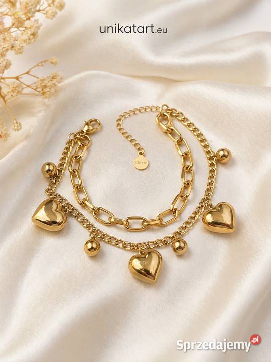 Bransoletka z Sercami i Kulkami Stal Szlachetna Trzebinia