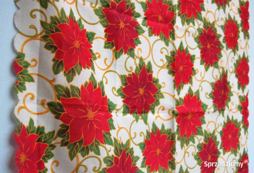 Kwadratowy obrus świąteczny gwiazda betlejemska wielokolorowy