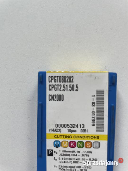 Płytki KORLOY CPGT080202 CN2000 Czarnożyły