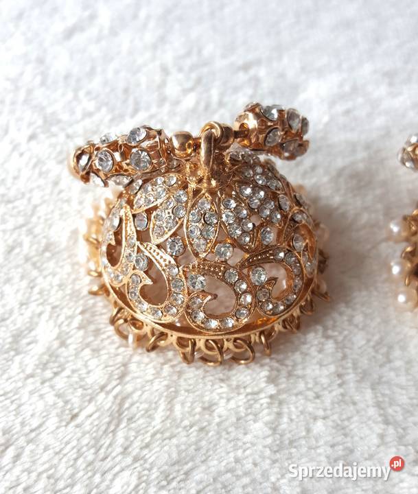 Złote kolczyki indyjskie orient duże jhumki