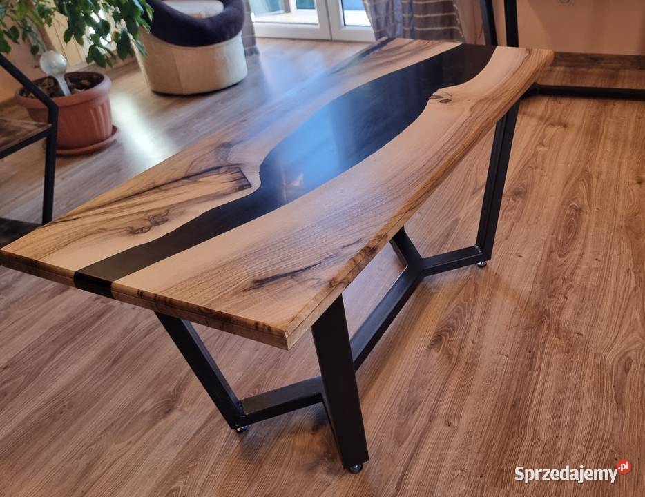 Stolik loft żywica orzech 56cm Stoliki kawowe i ławy Biecz
