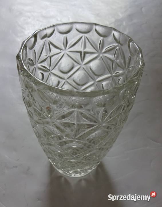 Wazon Grube Szkło Przezroczyste Piękny Szlif Wyposażenie wnętrz wielkopolskie Poznań