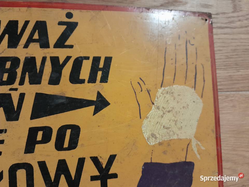 Stara tablica informacyjna BHP zakładowa zabytek Dąbrowa Górnicza