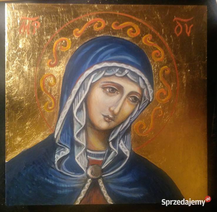 Madonna Szmaragdowa ikona pisana 25 x 18 Malarstwo Szczecin sprzedam