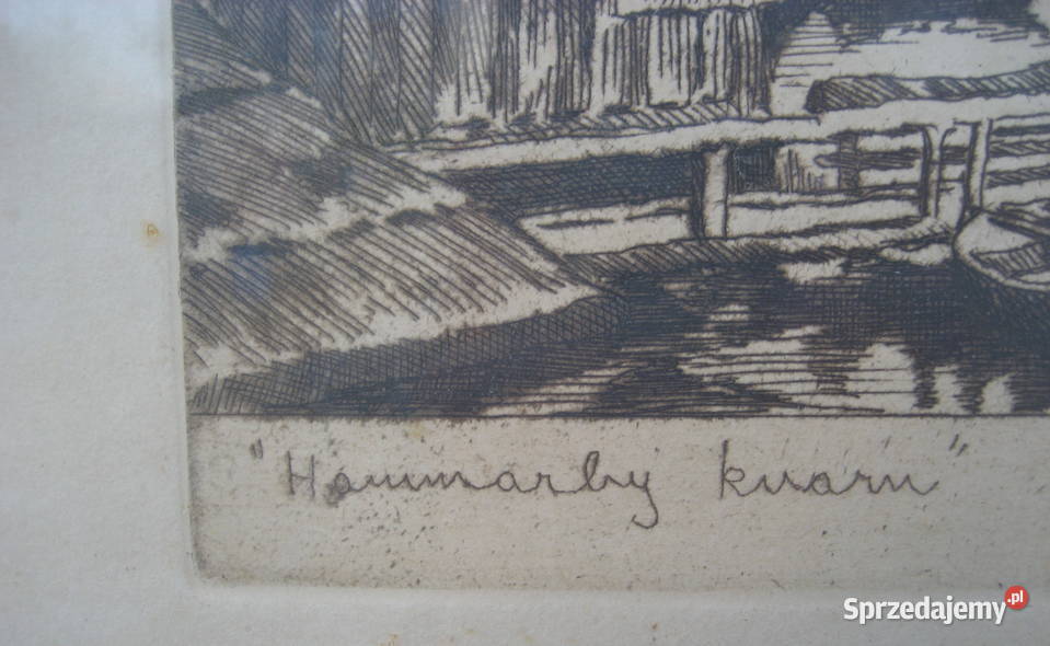 Litografia Ernst Hellgreen Hammarby Kvarn Warszawa