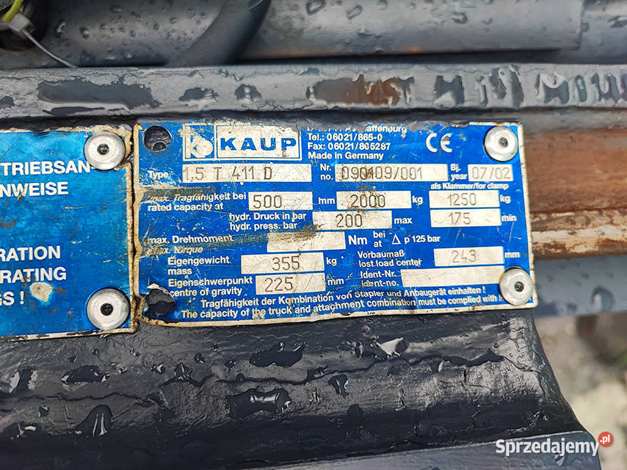 Pozycjoner z widłami obrotowymi Kaup 15T 411D Kęty