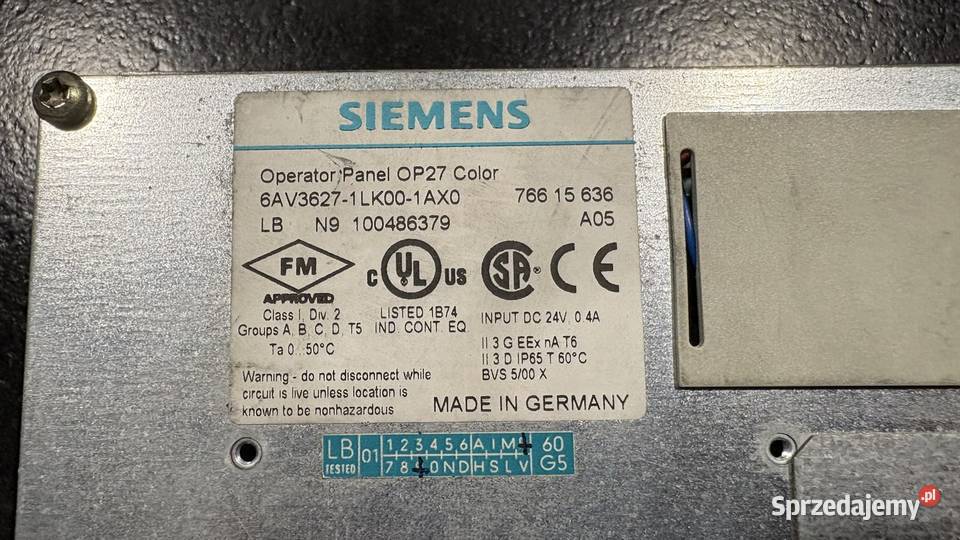 Panel OP 27 Color siemens 6AV36271LK001AX0 Gaworzyce