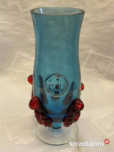 Wazon ze szkła artystycznego niebieskoczerwony małopolskie Kraków