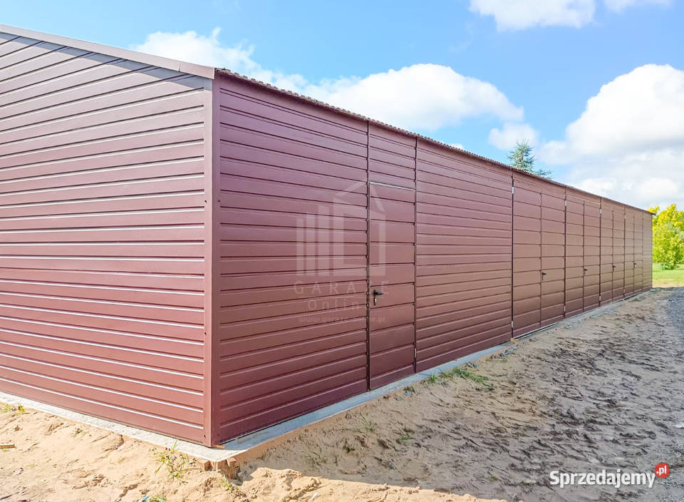Hala Garaż Blaszany 20x6m 4x Brama dwuskrzydłowa